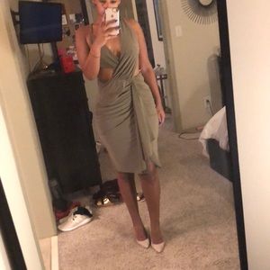 House of CB olive strappy midi